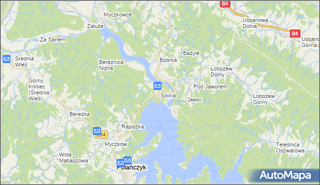 mapa Solina, Solina na mapie Targeo