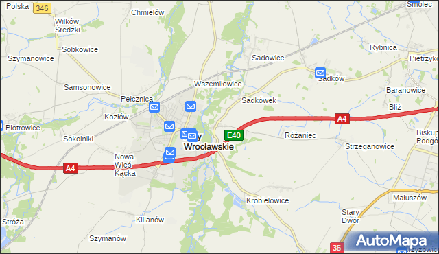 mapa Sośnica gmina Kąty Wrocławskie, Sośnica gmina Kąty Wrocławskie na mapie Targeo