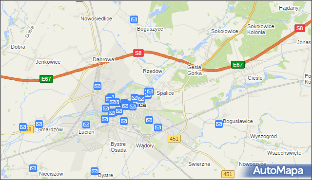 mapa Spalice, Spalice na mapie Targeo