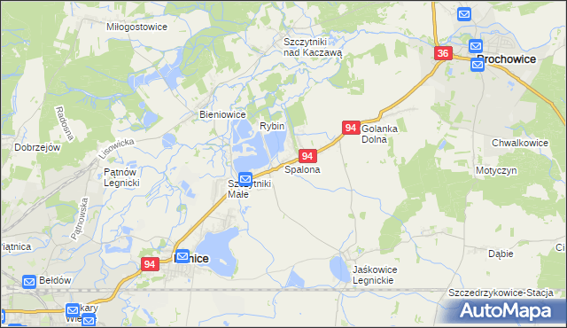 mapa Spalona gmina Kunice, Spalona gmina Kunice na mapie Targeo
