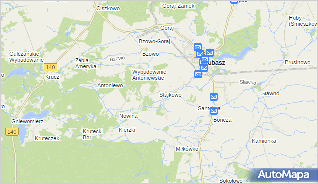 mapa Stajkowo gmina Lubasz, Stajkowo gmina Lubasz na mapie Targeo
