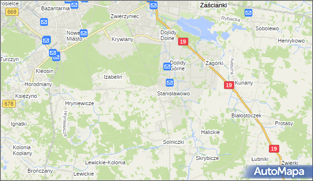 mapa Stanisławowo gmina Juchnowiec Kościelny, Stanisławowo gmina Juchnowiec Kościelny na mapie Targeo