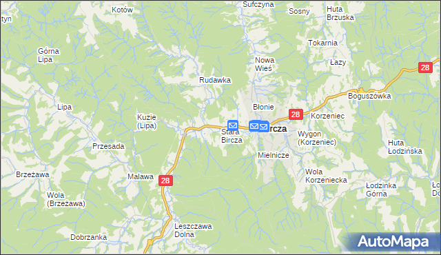 mapa Stara Bircza, Stara Bircza na mapie Targeo
