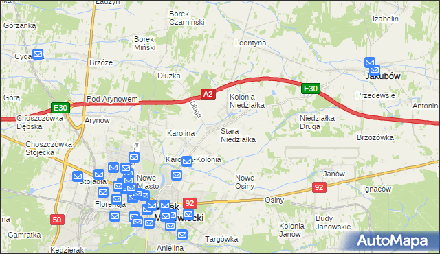 mapa Stara Niedziałka, Stara Niedziałka na mapie Targeo