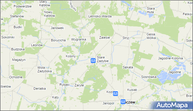 mapa Stare Zadybie, Stare Zadybie na mapie Targeo