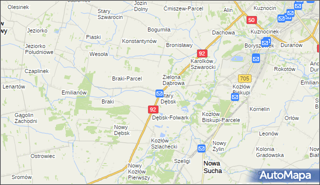 mapa Stary Dębsk, Stary Dębsk na mapie Targeo