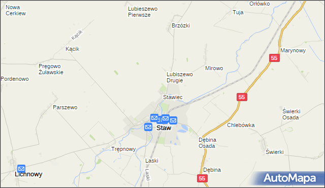 mapa Stawiec gmina Nowy Staw, Stawiec gmina Nowy Staw na mapie Targeo