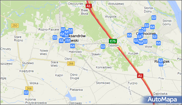 mapa Stawki gmina Aleksandrów Kujawski, Stawki gmina Aleksandrów Kujawski na mapie Targeo