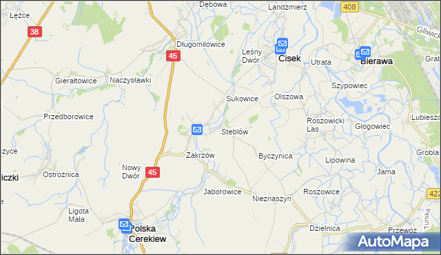 mapa Steblów gmina Cisek, Steblów gmina Cisek na mapie Targeo