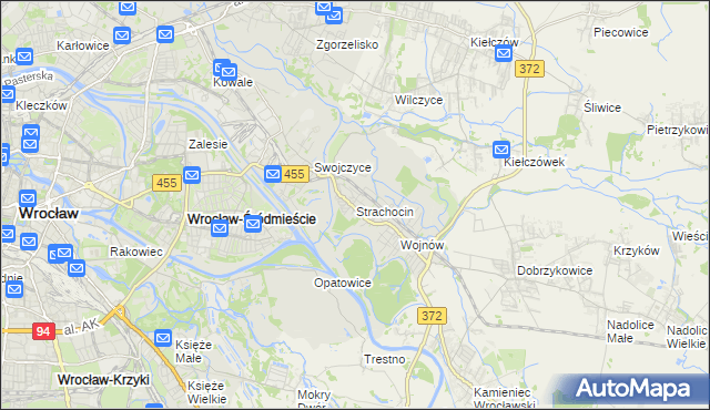 mapa Strachocin gmina Wrocław, Strachocin gmina Wrocław na mapie Targeo
