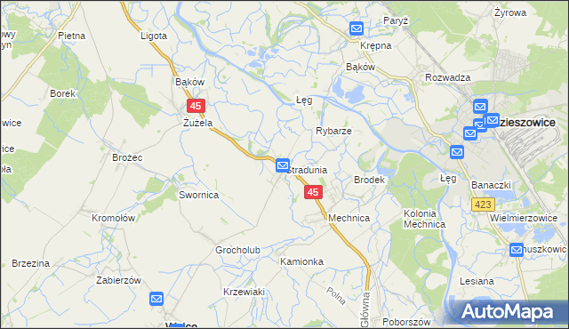 mapa Stradunia, Stradunia na mapie Targeo