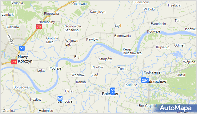 mapa Strojców, Strojców na mapie Targeo