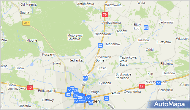 mapa Strykowice Górne, Strykowice Górne na mapie Targeo