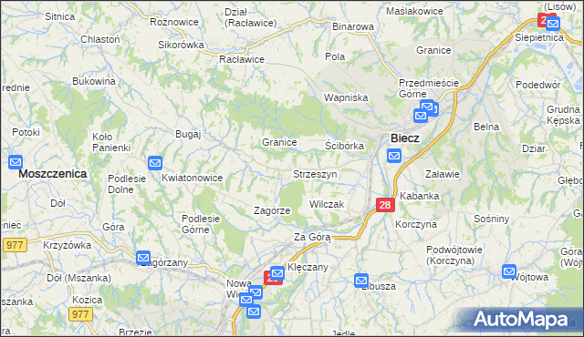 mapa Strzeszyn gmina Biecz, Strzeszyn gmina Biecz na mapie Targeo
