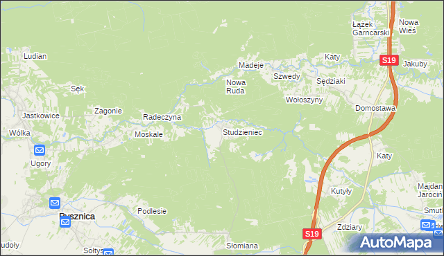 mapa Studzieniec gmina Pysznica, Studzieniec gmina Pysznica na mapie Targeo