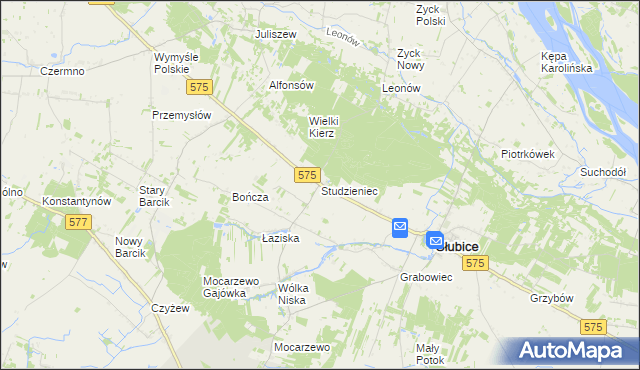 mapa Studzieniec gmina Słubice, Studzieniec gmina Słubice na mapie Targeo