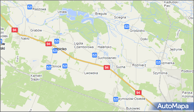mapa Suchodaniec, Suchodaniec na mapie Targeo