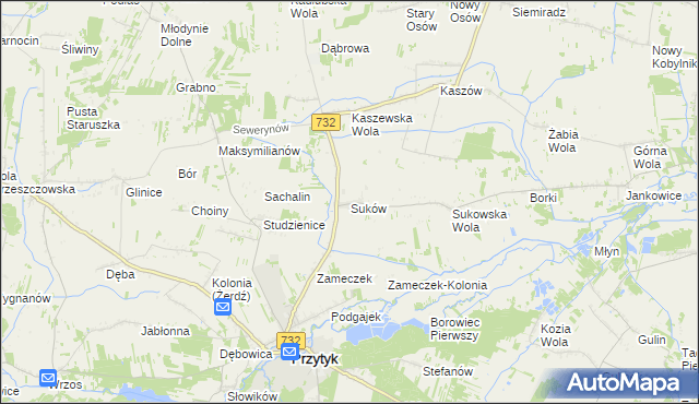 mapa Suków gmina Przytyk, Suków gmina Przytyk na mapie Targeo