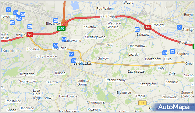 mapa Sułków gmina Wieliczka, Sułków gmina Wieliczka na mapie Targeo