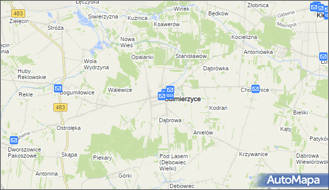 mapa Sulmierzyce powiat pajęczański, Sulmierzyce powiat pajęczański na mapie Targeo