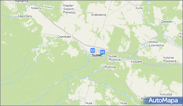mapa Susiec, Susiec na mapie Targeo