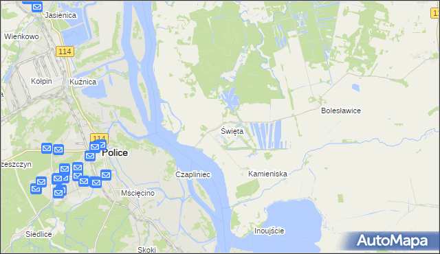 mapa Święta gmina Goleniów, Święta gmina Goleniów na mapie Targeo