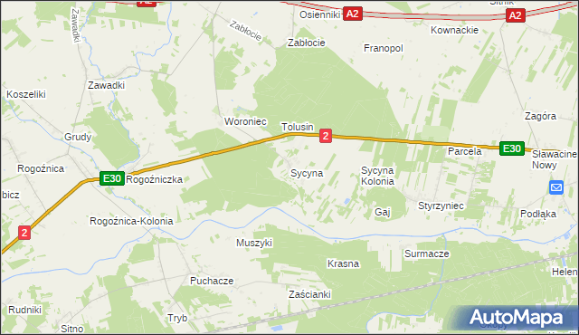 mapa Sycyna, Sycyna na mapie Targeo