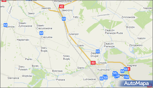 mapa Szarki gmina Krzepice, Szarki gmina Krzepice na mapie Targeo