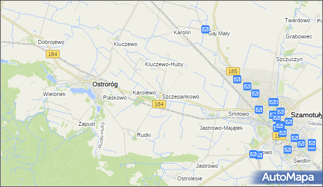 mapa Szczepankowo gmina Ostroróg, Szczepankowo gmina Ostroróg na mapie Targeo