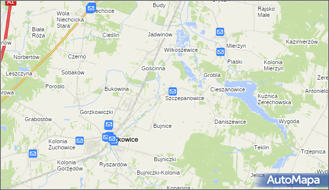 mapa Szczepanowice gmina Gorzkowice, Szczepanowice gmina Gorzkowice na mapie Targeo