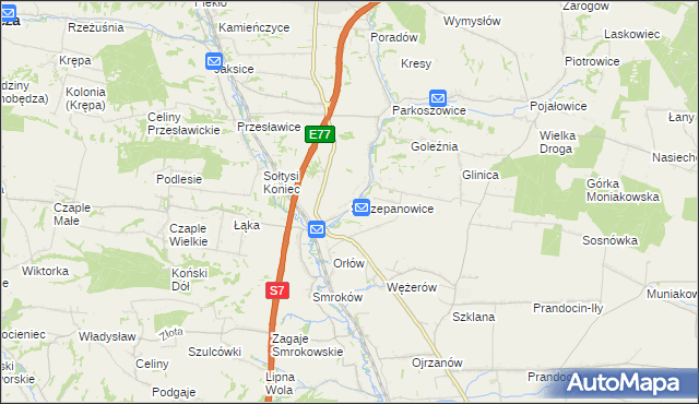 mapa Szczepanowice gmina Miechów, Szczepanowice gmina Miechów na mapie Targeo