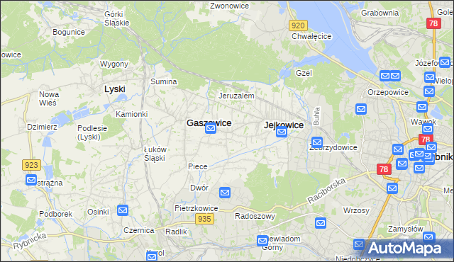 mapa Szczerbice, Szczerbice na mapie Targeo