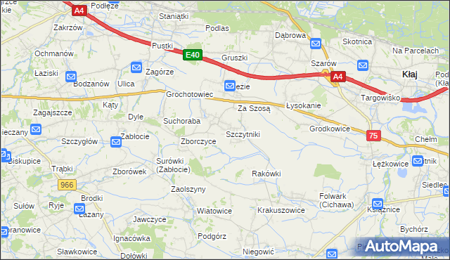 mapa Szczytniki gmina Gdów, Szczytniki gmina Gdów na mapie Targeo
