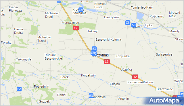 mapa Szczytniki powiat kaliski, Szczytniki powiat kaliski na mapie Targeo