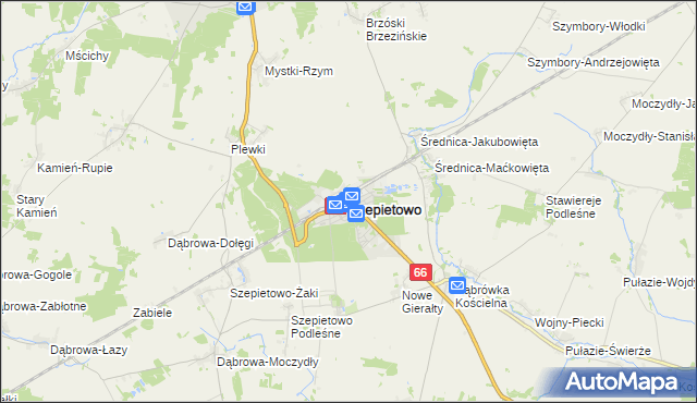 mapa Szepietowo, Szepietowo na mapie Targeo