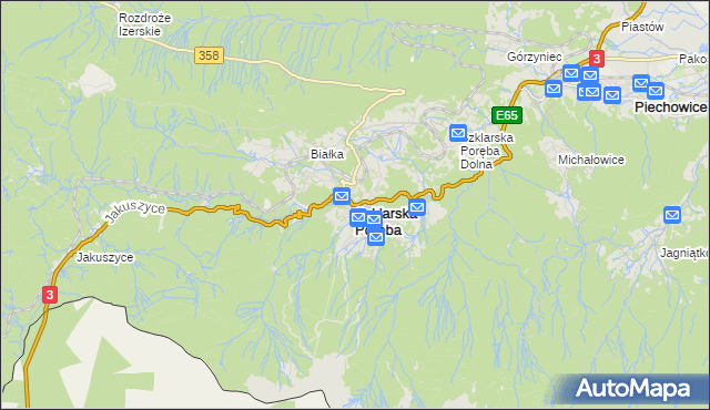 mapa Szklarska Poręba, Szklarska Poręba na mapie Targeo