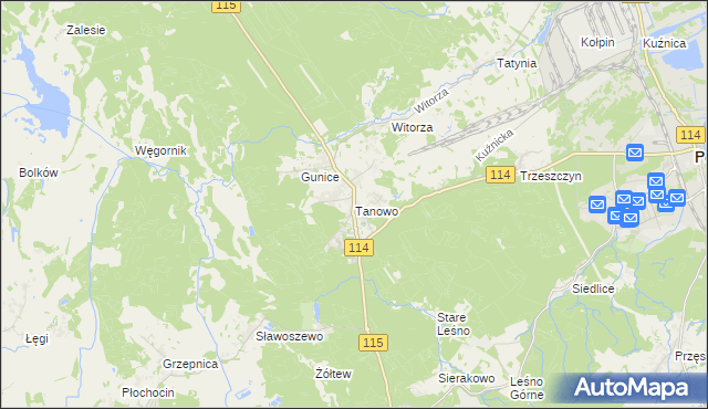 mapa Tanowo, Tanowo na mapie Targeo