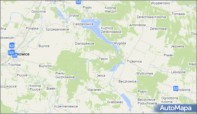 mapa Teklin gmina Łęki Szlacheckie, Teklin gmina Łęki Szlacheckie na mapie Targeo