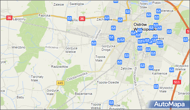mapa Topola Mała, Topola Mała na mapie Targeo