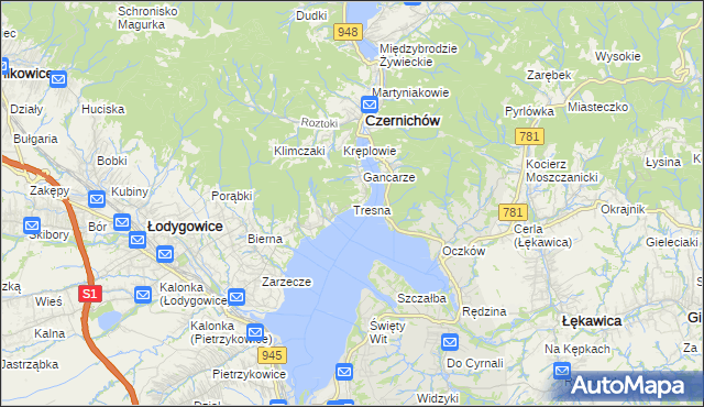 mapa Tresna, Tresna na mapie Targeo