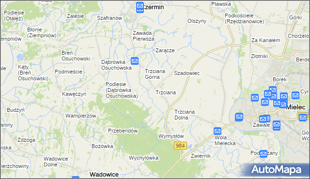 mapa Trzciana gmina Czermin, Trzciana gmina Czermin na mapie Targeo