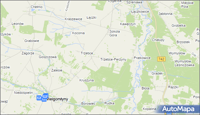 mapa Trzebce-Perzyny, Trzebce-Perzyny na mapie Targeo
