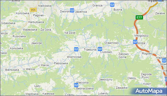 mapa Trzebunia, Trzebunia na mapie Targeo