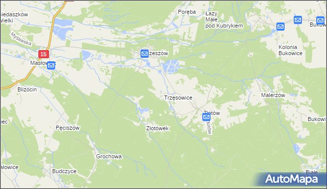 mapa Trzęsowice, Trzęsowice na mapie Targeo