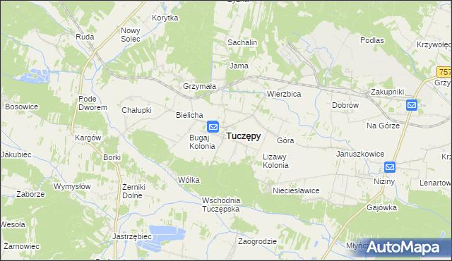 mapa Tuczępy powiat buski, Tuczępy powiat buski na mapie Targeo