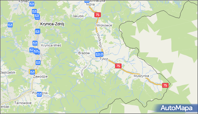 mapa Tylicz, Tylicz na mapie Targeo