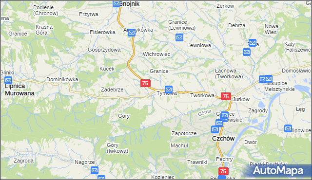mapa Tymowa gmina Czchów, Tymowa gmina Czchów na mapie Targeo