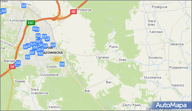 mapa Ugniewo, Ugniewo na mapie Targeo