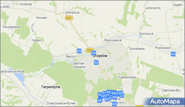 mapa Urzędów, Urzędów na mapie Targeo