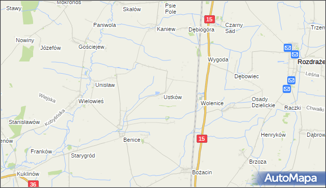 mapa Ustków gmina Krotoszyn, Ustków gmina Krotoszyn na mapie Targeo
